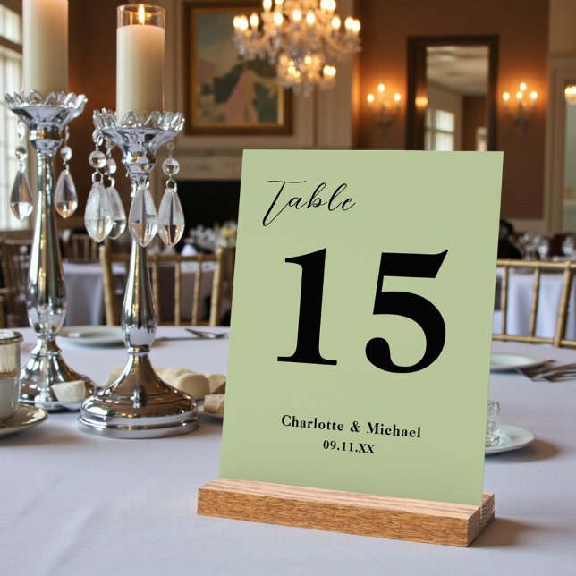 Sage Green Minimalist Wedding Table Number Acrylschild (Von Creator hochgeladen)