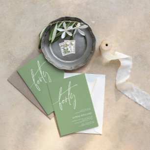 Sage Green Minimaliste 40e Invitation anniversaire