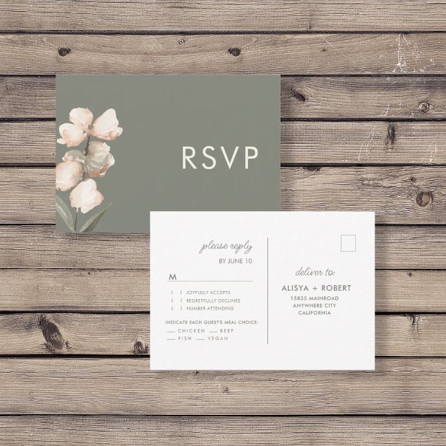Sage Green Minimalistic UAWG Wedding Response Card RSVP Karte (Von Creator hochgeladen)