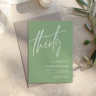 Sage Green Minimalistisch 30. Geburtstag Einladung