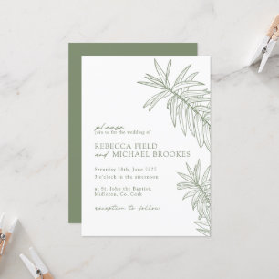 Sage Green Minimalistisch Botanical Wedding Einladung