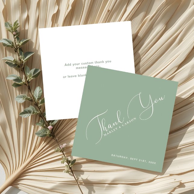 Sage Green Minimalistisch Budget Wedding Danke Mitteilungskarte (Von Creator hochgeladen)