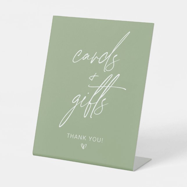 Sage Green Minimalistisch Cards & Geschenksign Sockelschild (Vorderseite)