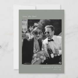 Sage Green Minimalistisch Elegantes Foto Save the  Einladung