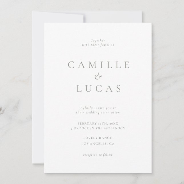 Sage Green Minimalistisch Foto Hochzeitseinladung Einladung (Vorderseite)