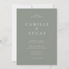 Sage Green Minimalistisch Foto Hochzeitseinladung Einladung