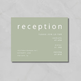 Sage Green Minimalistisch Hochzeitsempfang Begleitkarte