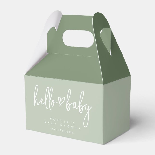 Sage Green Minimalistisch Modern Boho Babydusche Geschenkschachtel (Vorderseite)