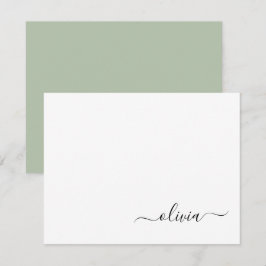 Sage Green Minimalistisch Modern Monogram Elegant Dankeskarte