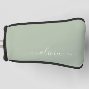 Sage Green Minimalistisch Modern Monogram Elegant Golf Headcover