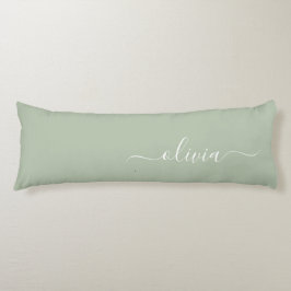 Sage Green Minimalistisch Modern Monogram Elegant Seitenschläferkissen
