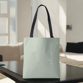 Sage Green Minimalistisch Modern Monogram Elegant Tasche
