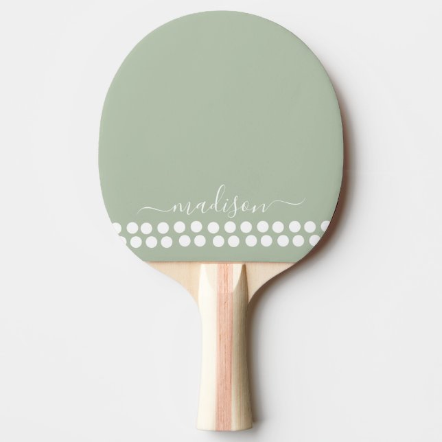Sage Green Minimalistisch Modern Monogram Elegant Tischtennis Schläger (Vorderseite)