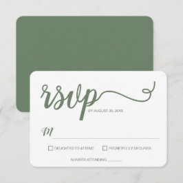 Sage Green Minimalistisch Modern Script Wedding RSVP Karte