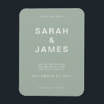 Sage Green Minimalistisch Modern Wedding Save the  Magnet<br><div class="desc">Sage Green Minimalistisch Modern Wedding Save the Date Magnet. Personalisieren Sie diese Save the Date Karte mit Ihren Daten,  Nachrichten und anderen Informationen.</div>