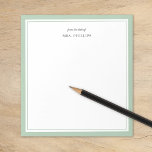 Sage Green Minimalistisch Monogram Teacher Gift Notizblock<br><div class="desc">Modernes minimalistisches Grenzdesign in einer Vielzahl von trendigen Farben. Personalisieren Sie es mit Ihrem Namen Monogramm oder anderen benutzerdefinierten Text. Verwenden Sie die Designtools,  um Ihre eigenen Schriftart und Hintergrundfarben zu wählen. Niedliche und einfache Geschenkidee für Lehrer oder persönliche Schreibwaren für alle,  die Lieben organisiert bleibe.</div>