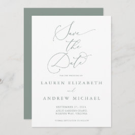 Sage Green Minimalistisch Save the Date Einladung