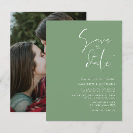 Sage Green Minimalistisch Save the Date Hochzeitss Einladungspostkarte