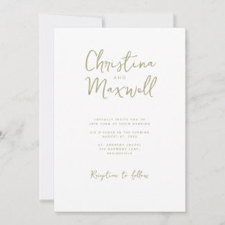 Sage Green Minimalistisch Script Hochzeitseinladun Einladung