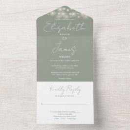 Sage Green Minimalistisch Script String Lights Hoc All In One Einladung