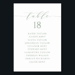 Sage Green Minimalistisch Script Wedding Plan Tischnummer<br><div class="desc">Anpassbare Sitzpläne für die Tischnummer. Es enthält eine sage grüne whimsical Skript und klassische Typografie. Personalisieren Sie Ihre persönlichen Daten,  indem Sie Ihre eigenen Daten hinzufügen. Dieser minimalistische Tisch ist ideal für Hochzeiten,  Babyduschen,  Brautpartys,  Geburtstage und vieles mehr.</div>