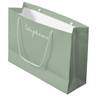 Sage Green Minimalistisch Simple Name Boho Große Geschenktüte