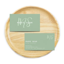 Sage Green Minimalistisch Simple Two Monogram
