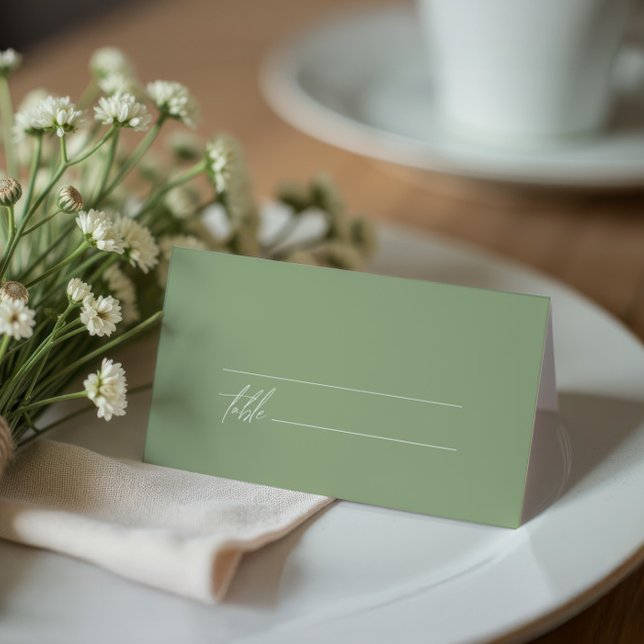Sage Green Minimalistisch Wedding Platzkarte (Von Creator hochgeladen)