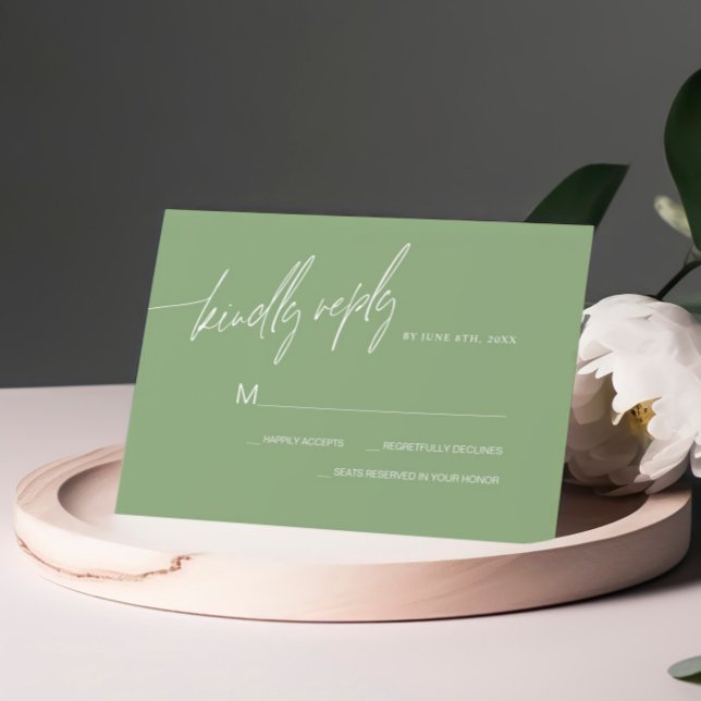 Sage Green Minimalistisch Wedding RSVP Card Karte (Von Creator hochgeladen)
