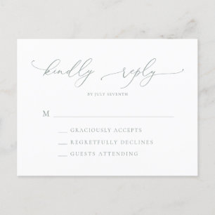 Sage Green Minimalistisch Wedding RSVP Postkarte