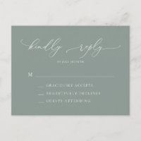 Sage Green Minimalistisch Wedding RSVP