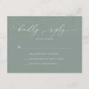Sage Green Minimalistisch Wedding RSVP Postkarte