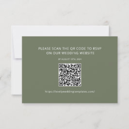 Sage Green Minimalistisch Wedding RSVP QR Code Car Mitteilungskarte