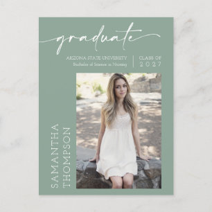 Sage Green Minimalistische Drehbuch Sie hat es Fot Postkarte
