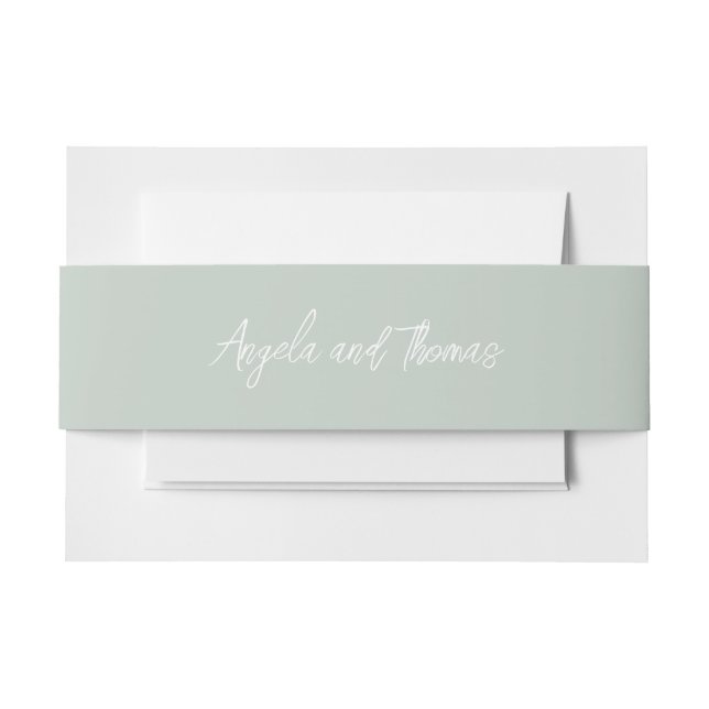 Sage Green, Minimalistische Hochzeitsband Einladungsbanderole (Vorderseite Beispiel)