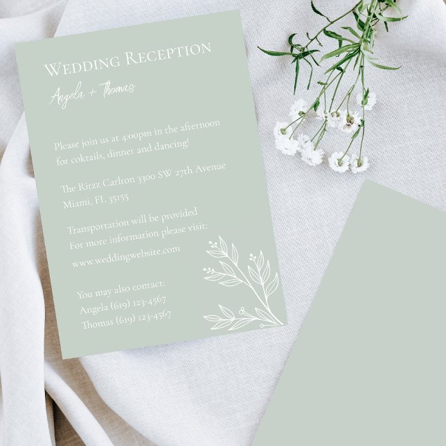 Sage Green, Minimalistische Hochzeitsempfehlung Einladung (Von Creator hochgeladen)