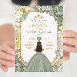 Sage Green Mis Quince 15 Anos Gold Crown Butterfly Einladung<br><div class="desc">Quinceañera Sage Green Gold Crown Einladung Mis Quince 15 Anos,  16. Geburtstag Schmetterling.</div>