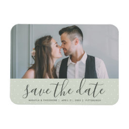 Sage Green mit Dots Save the Date Hochzeitsstift F Magnet