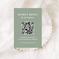 Sage Green mit elegantem Text | QR-Code für Hochze