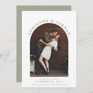 Sage Green Modern Arch Foto Save the Date