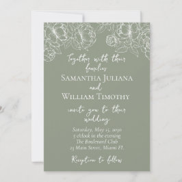 Sage Green Modern Boho Minimalistische Hochzeit mi Einladung