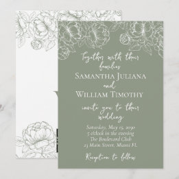 Sage Green Modern Boho Minimalistische Hochzeit mi Einladung