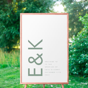 Sage Green Modern Bold Big Monogram Simple Poster