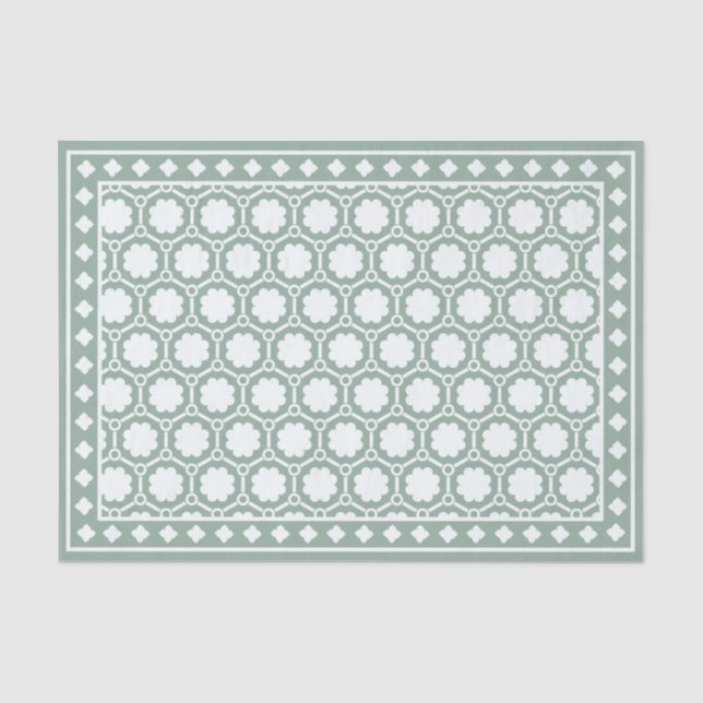 Sage Green Modern Bone Inlay Decoupage Paper Seidenpapier (Vorderseite)