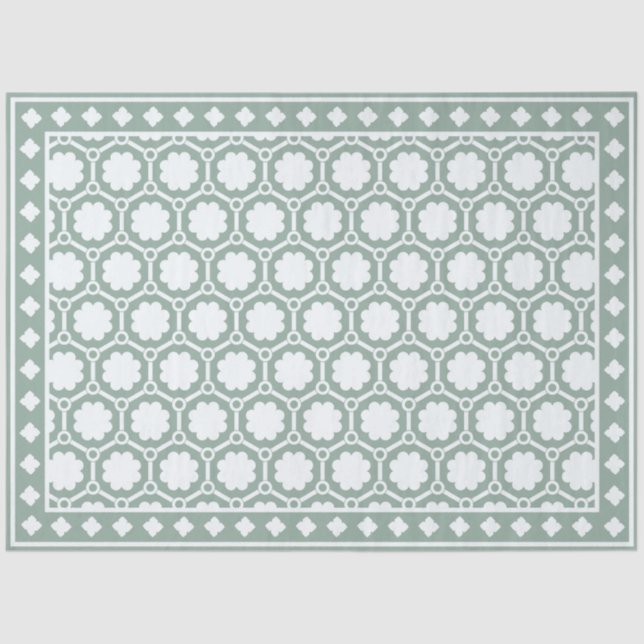 Sage Green Modern Bone Inlay Decoupage Paper Seidenpapier (Vorderseite)