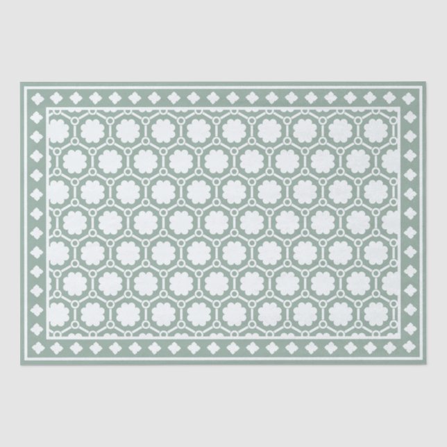 Sage Green Modern Bone Inlay Decoupage Paper Seidenpapier (Vorderseite)