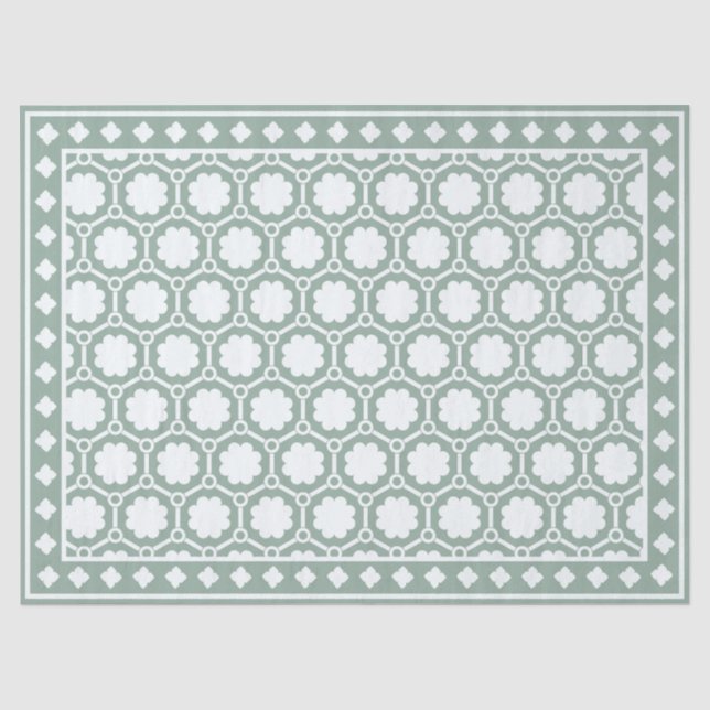 Sage Green Modern Bone Inlay Decoupage Paper Seidenpapier (Vorderseite)