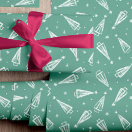 Sage Green Modern Christmas Tree Muster Geschenkpapier