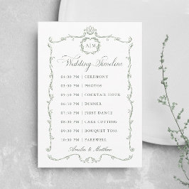 Sage Green Modern Classic French Wedding Timeline Programm