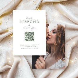 Sage Green Modern Classy Luxury QR Code Hochzeit RSVP Karte